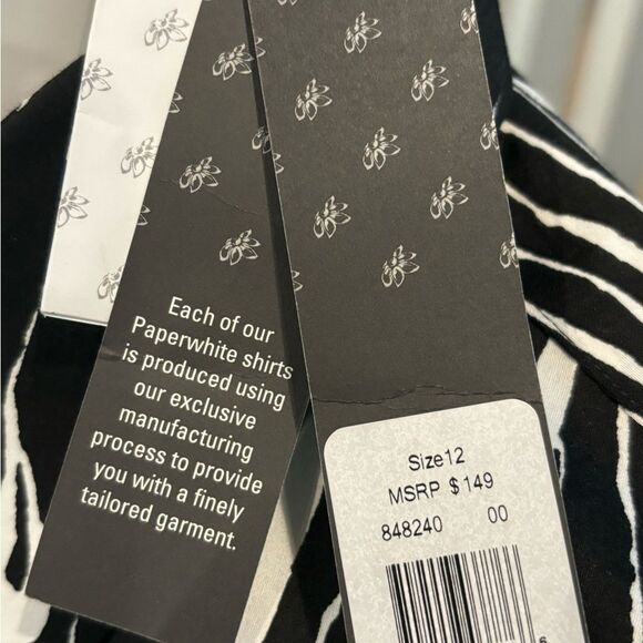 NWT Ladies Paperwhite Black/White Blouse size 12 - Picture 4 of 5